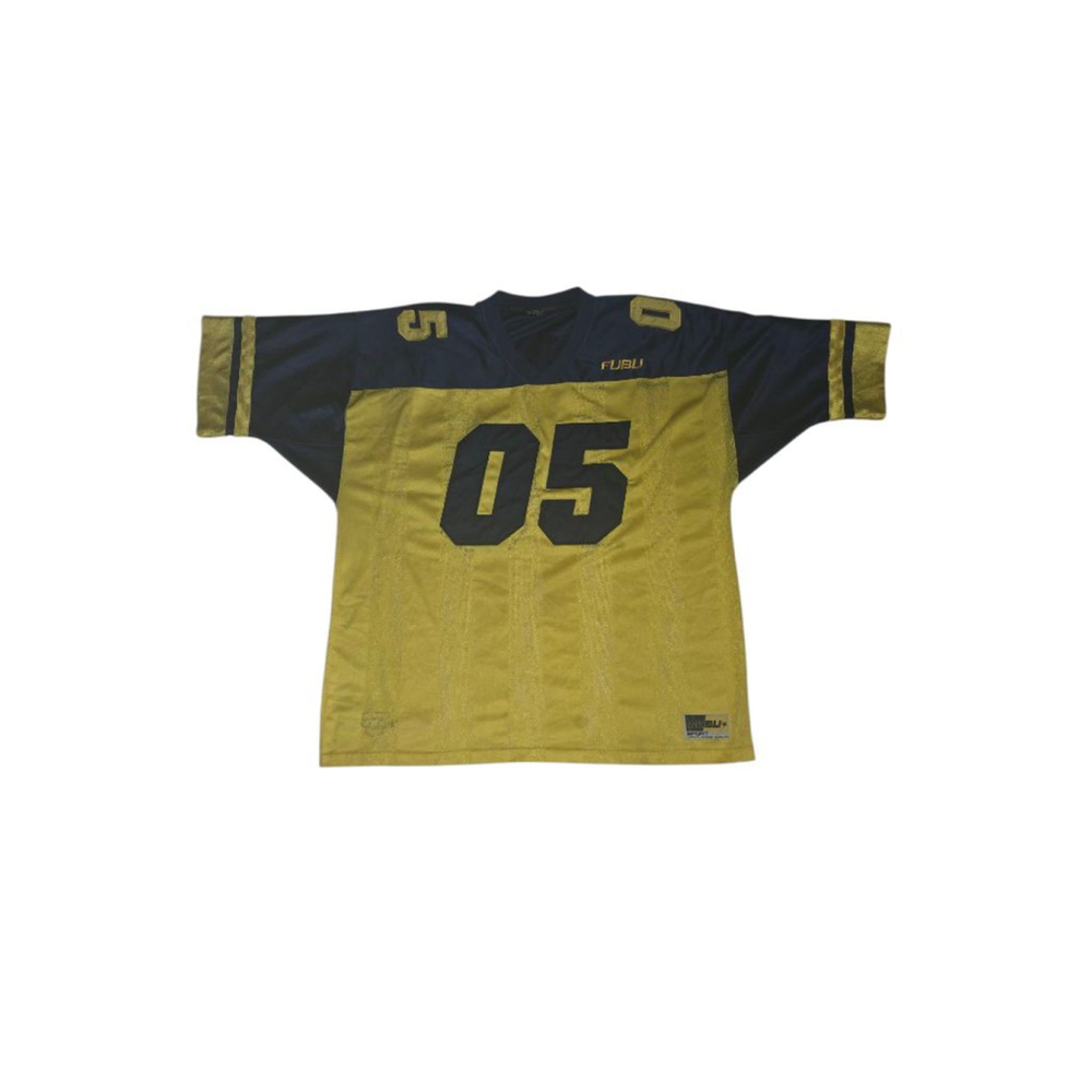 Fubu Sports Jersey Michagan Colors Vintage Y2K 1990s Yellow & Blue 05 Champ XXL